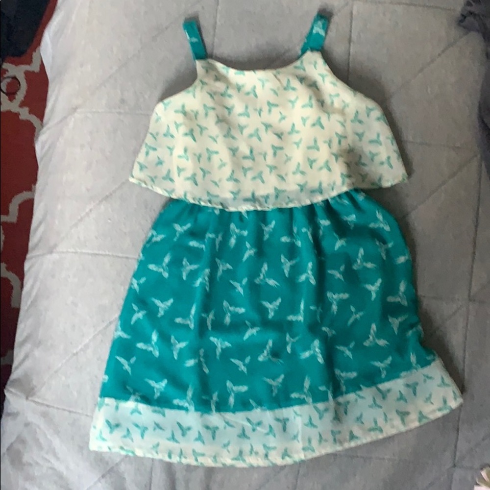 Green and white bird dress